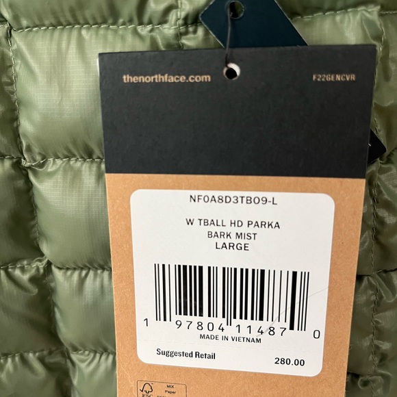 The North Face ThermaBall Parka- Large - Bark Mist- New with Tags - Picture 3 of 6